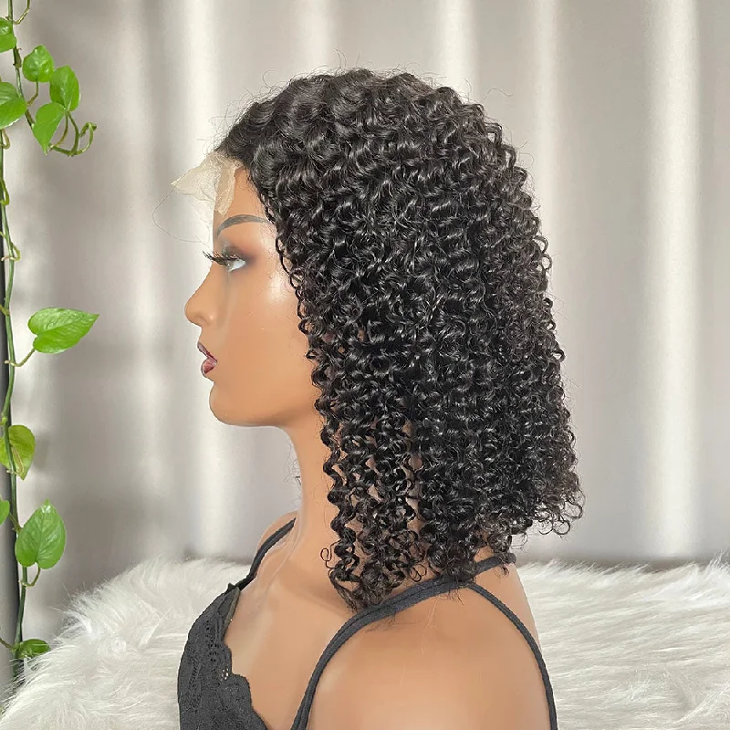 4x4 Closure Bob Wig Kinky Curly Human Hair Lace Wig