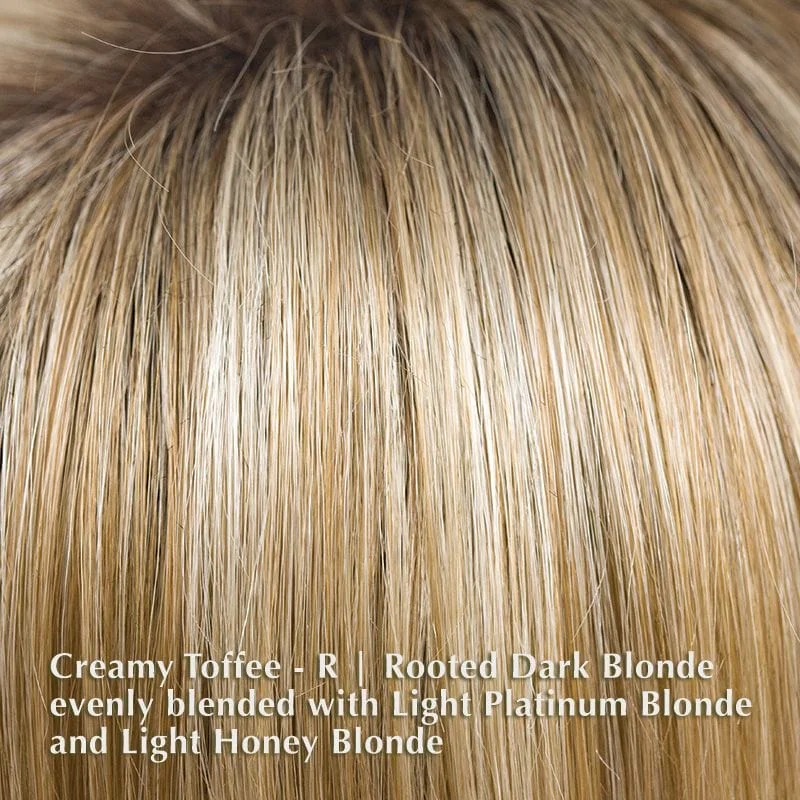 Creamy Toffee-R | Rooted Dark Blonde evenly blended with Light Platinum Blonde and Light Honey Blonde