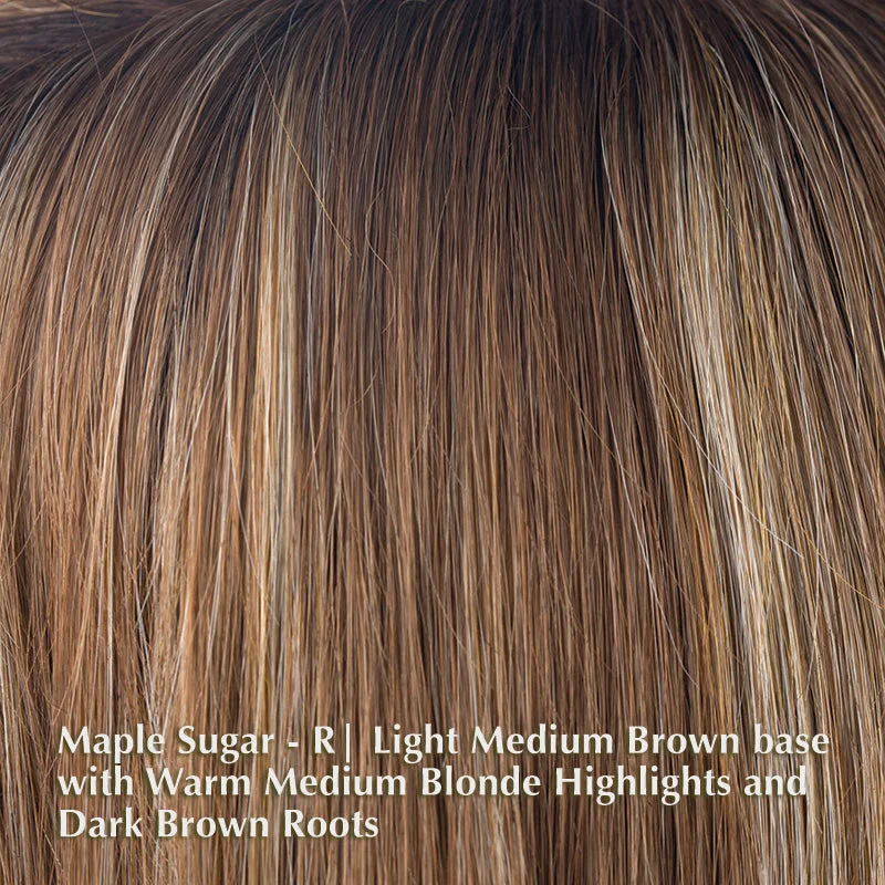 Maple Sugar-R | Light Medium Brown base with Warm Medium Blonde Highlights and Dark Brown Roots