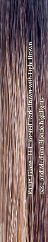 Raisin Glaze-H | Rooted Dark Brown with Light Brown base and Medium Blonde highlights