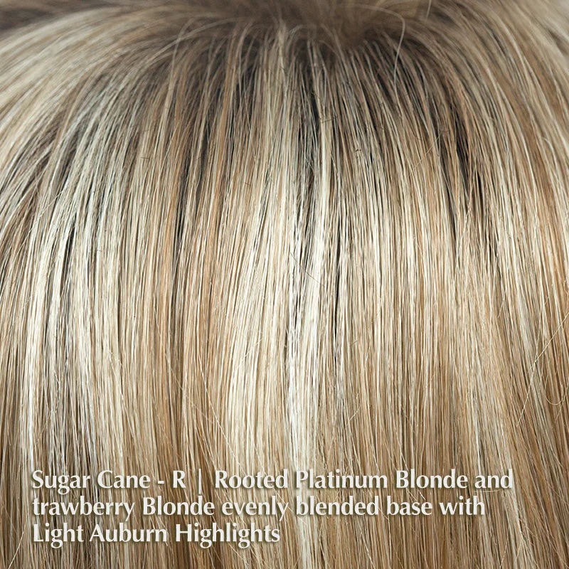 Sugar Cane-R | Rooted Platinum Blonde and Strawberry Blonde evenly blended base with Light Auburn Highlights