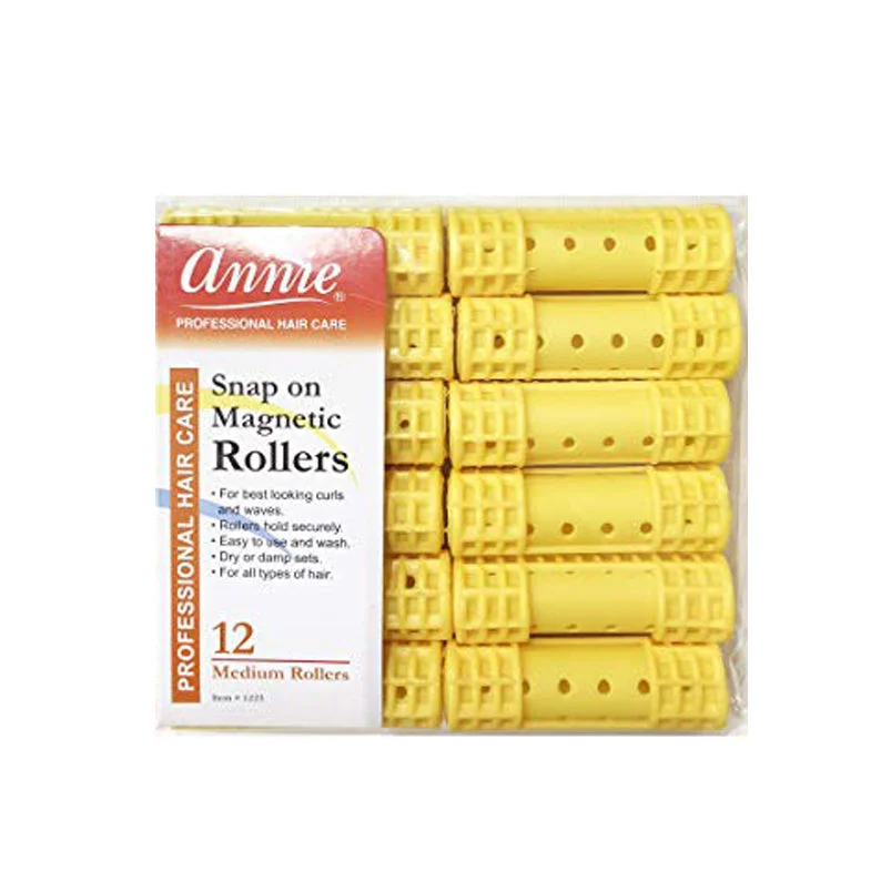 ANNIE Snap-On Magnetic Rollers 12ct 3/4" [MEDIUM] [YELLOW] #01223