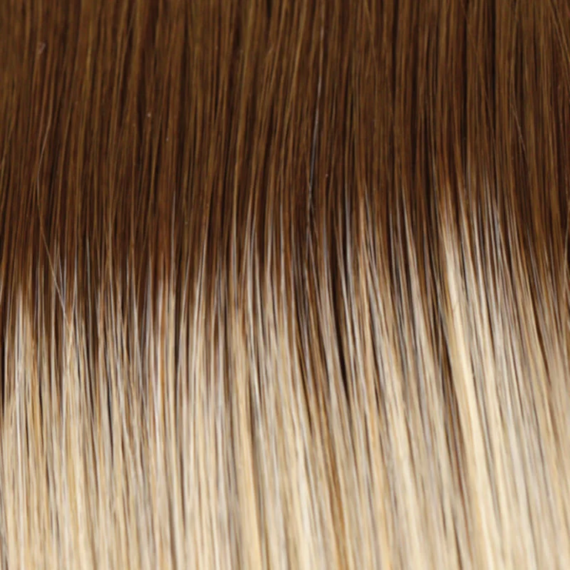 14/26/R10 | Light Red Brown Gold Blonde Highlights Rooted Medium Brown