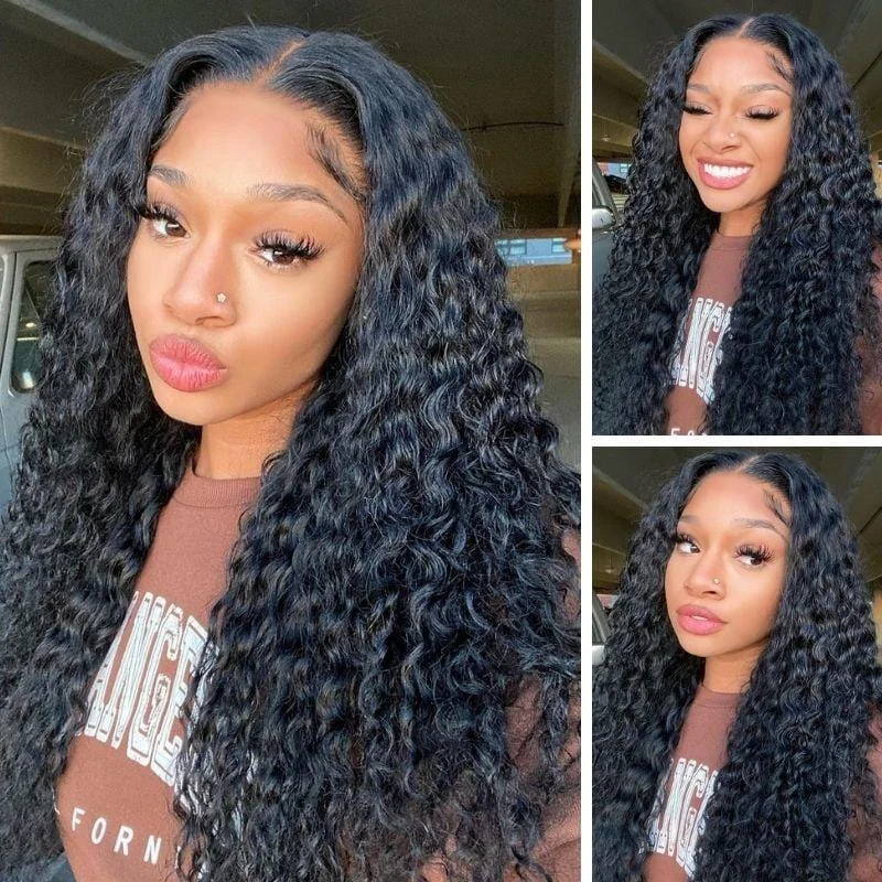 Water Wave 13x6 Glueless HD Lace Front Wigs Pre Plucked Pre Bleached Upgrade Put On And Go