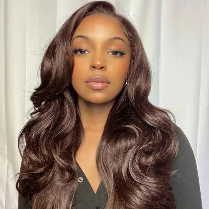 Brown Color Wig Glueless Lace Closure Wig Body Wave Hair