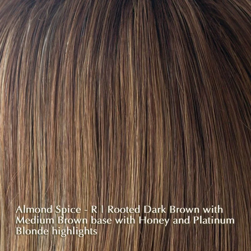 Almond Spice-R | Rooted Dark Brown with Medium Brown base with Honey and Platinum Blonde highlights