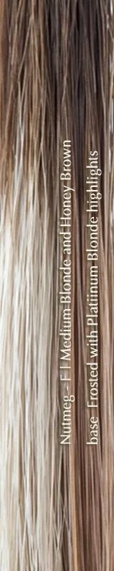 Nutmeg-F | Medium Blonde and Honey Brown base Frosted with Platiinum Blonde highlights