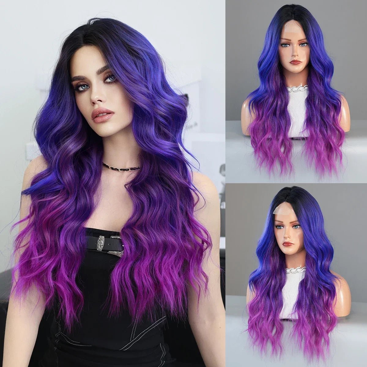 Ethereal Waves: Ombre Long Wavy Synthetic Wig