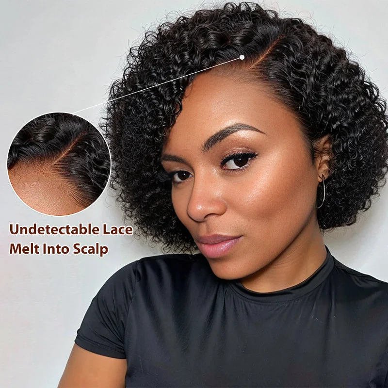 Trendy Short Cut |Glueless Deep Curly 5x5 Closure HD Lace 100% Side Part Human Hair Wig