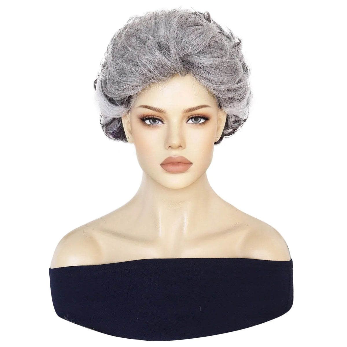 Grey Vintage Old Lady Short Synthetic Wig