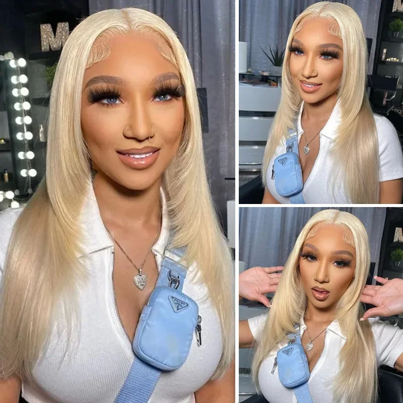 First Wig | Klaiyi #613 Blonde Bone Straight 13*4 Lace Front Wigs 180% Density Layer Straight Virgin Human Hair Wigs For Women Flash Sale