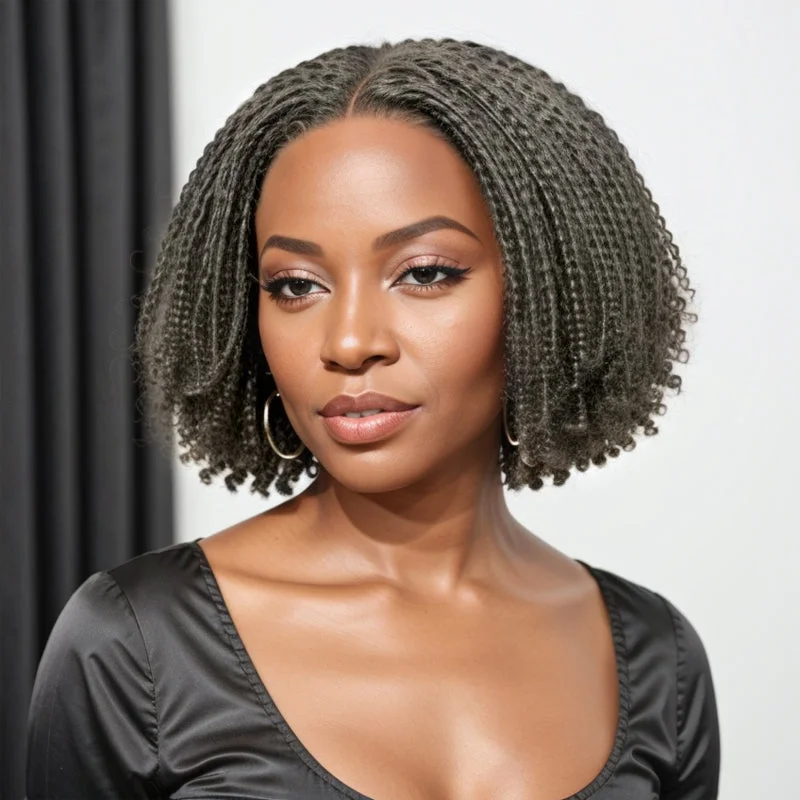 LINKTOHAIR TWIST | Salt And Pepper Dreadlock Style 5x5 Closure Lace Glueless Bob Wig 100% Human Hair