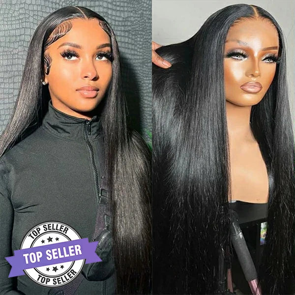 Brennas Hair Long Straight Human Hair Lace Front Wig For Black Women Bleached Knots Brazilian Human Hair