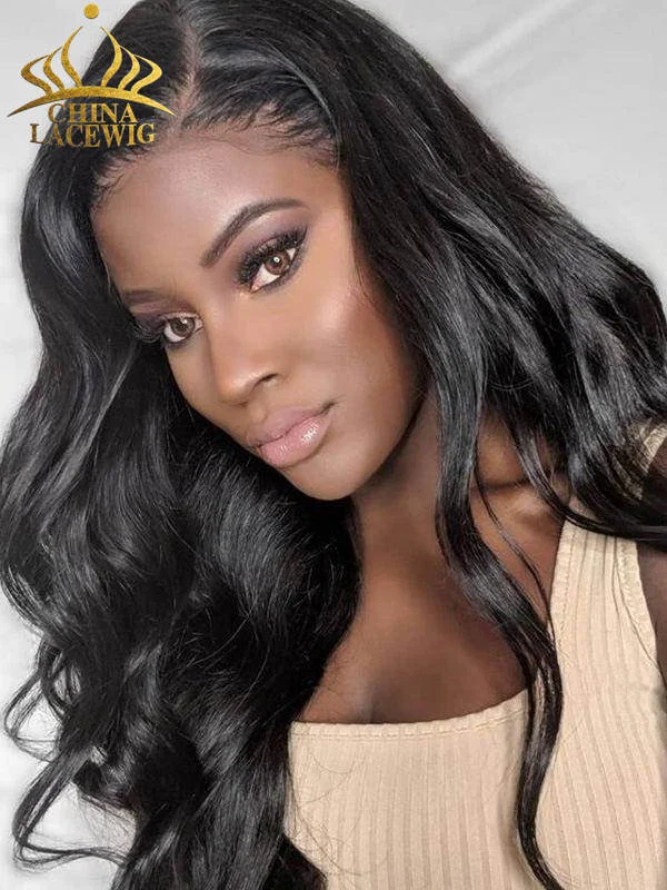 Chinalacewig 2024 New Year Sale Long Thick 180% Body Wavy Pre Plucked Hairline 360 Lace Frontal Wigs CF175