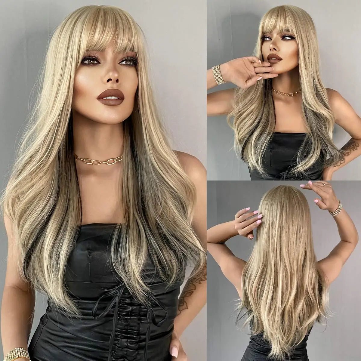 Long Wavy Highlights Synthetic Wigs