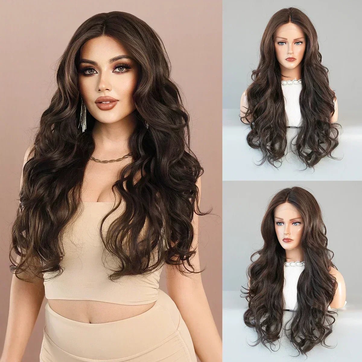 Luxe Waves: Long Wavy Synthetic Wig