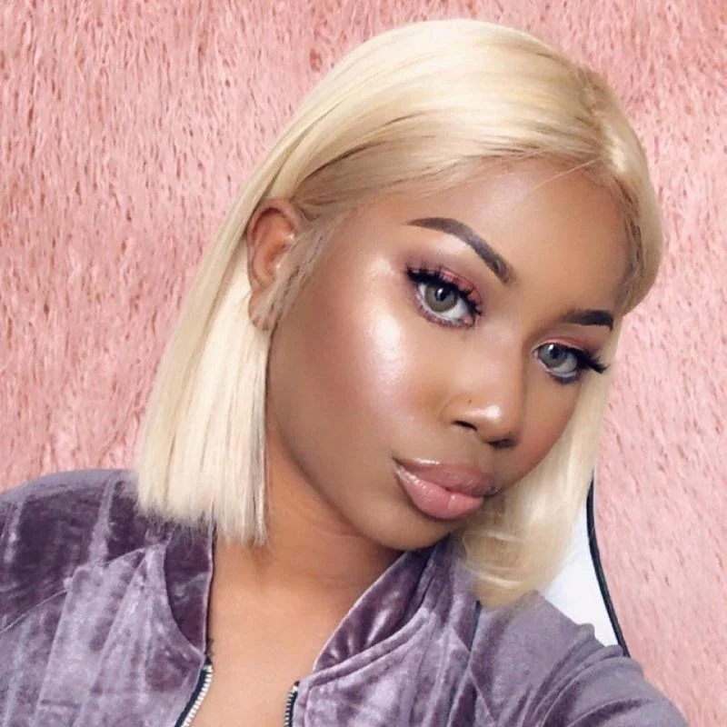 Modern Show Malaysian Straight 613 Blonde Lace Front Bob Wig Real Human Hair For Sale