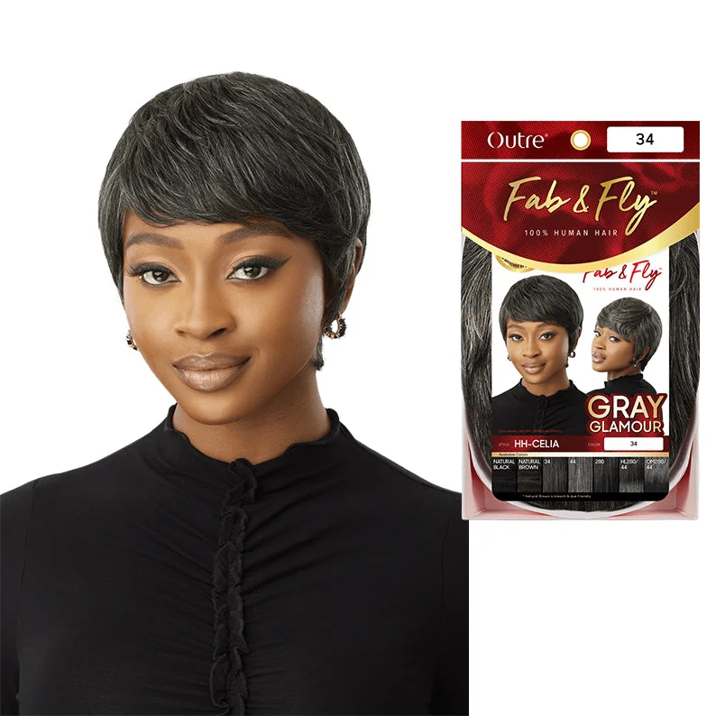 OUTRE FAB & FLY Gray Glamour 100% Human Hair Full Cap Wig - CELIA