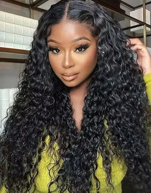 Pre Cut 9x6 Lace Wig Water Wave Glueless Human Hair Bleached Knots Wig