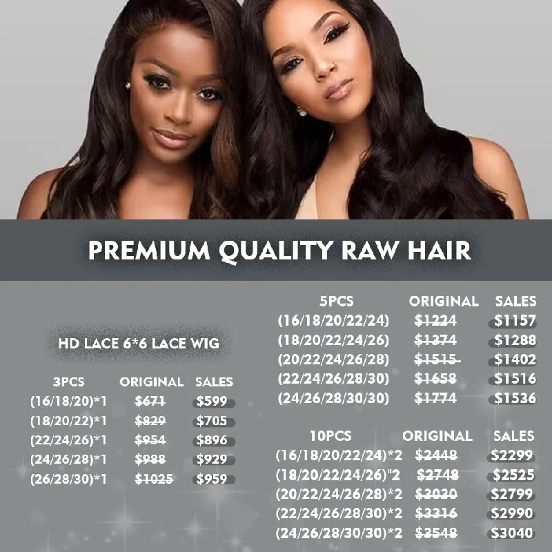 Raw Hair Wigs Wholesale HD 6*6 Lace Wigs Deal