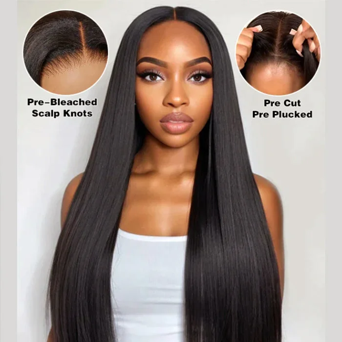 Brennas Hair Wear & Go 4x4 / 6x4.5 Pre-Cut Lace Straight Glueless Breathable Cap-Air Wig