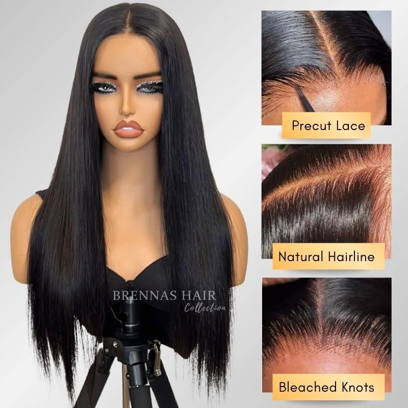 Wear And Go Wigs Straight 5x5/4x6 HD Lace Closure With Pre Cut Lace Glueless Human Hair Wig