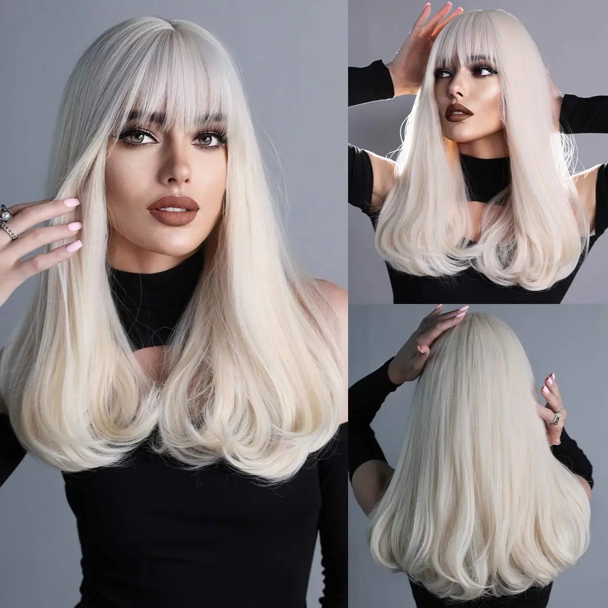 White Long Wavy Synthetic Wigs