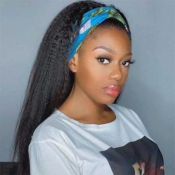 Headband Wig Human Hair Kinky Straight Sdamey 100% Virgin Human Hair Wigs