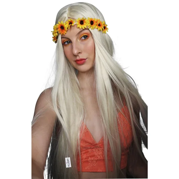 60s Happy Hippie Wig and Headband Blond