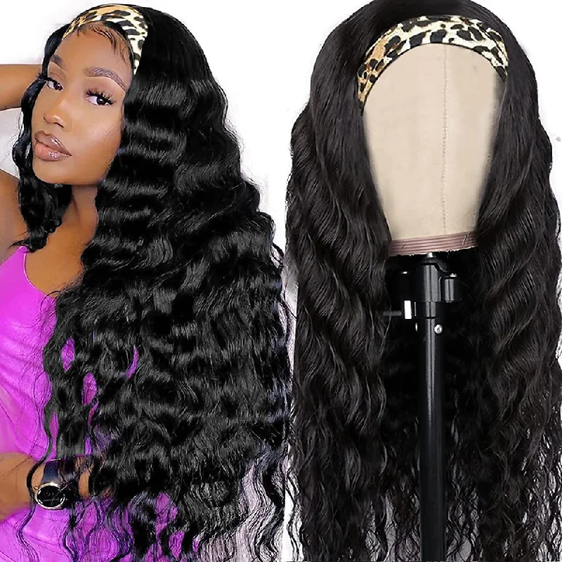 AngieQueen Body Wave Human Hair Wig Glueless Wig Brazilian Virgin Hair Machine Made Headband Wig 180% Density