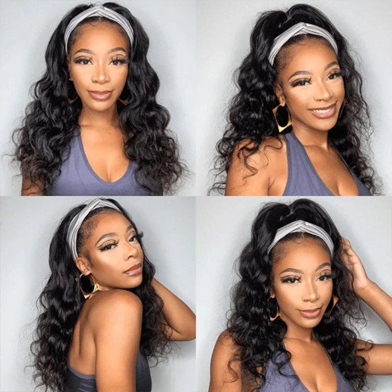 Body Wave Headband Wigs Human Hair Glueless Wigs Beginner Friendly