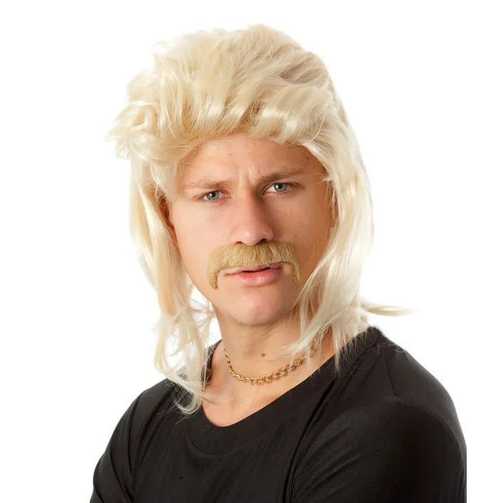 Buy 80s Mullet Wig and Tash Blond