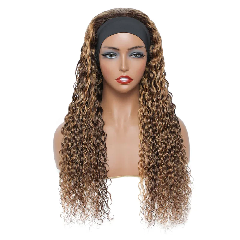 Cranberry 24 Inches Headband Deep Wave 4/30 Color 180% Density Wig