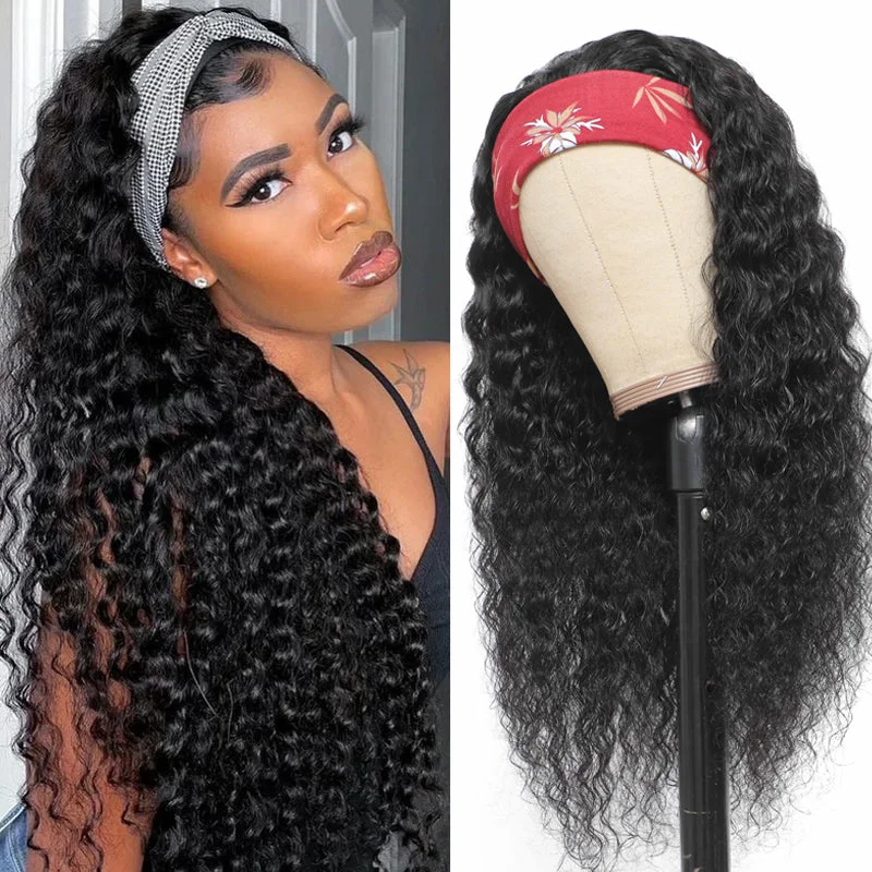 Cranberry Loose Deep  Wave Human Hair Wig Glueless Wig Brazilian Virgin Hair  Headband Wig 180% Density