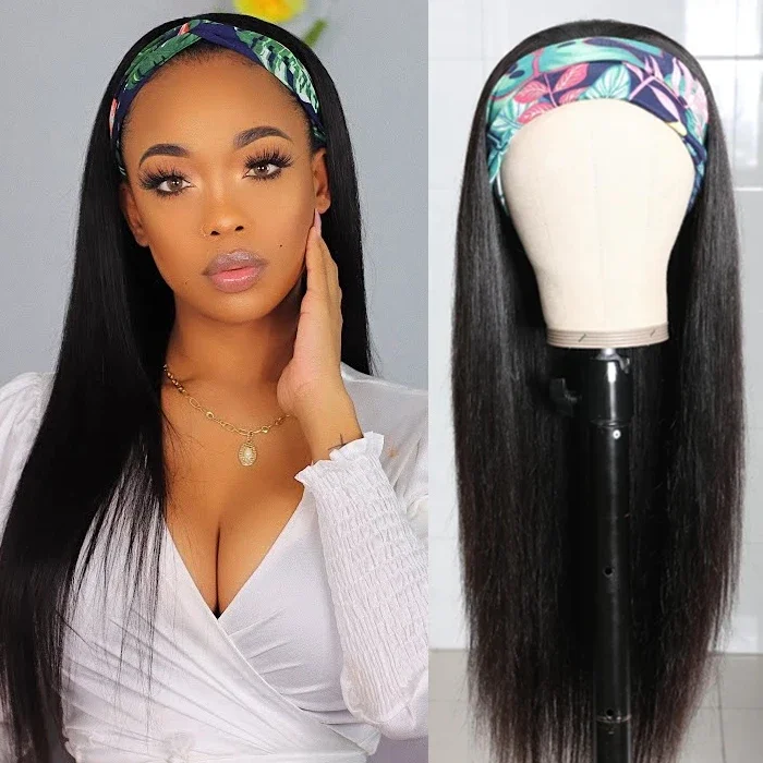 Affordable Headband Wig Brazilian Silky Straight Human Hair Wigs(Get Free Headband)