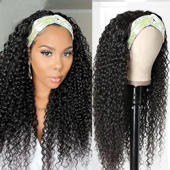 Headband Wig Curly Human Hair Wigs Natural Gluelees Remy Hair Wigs