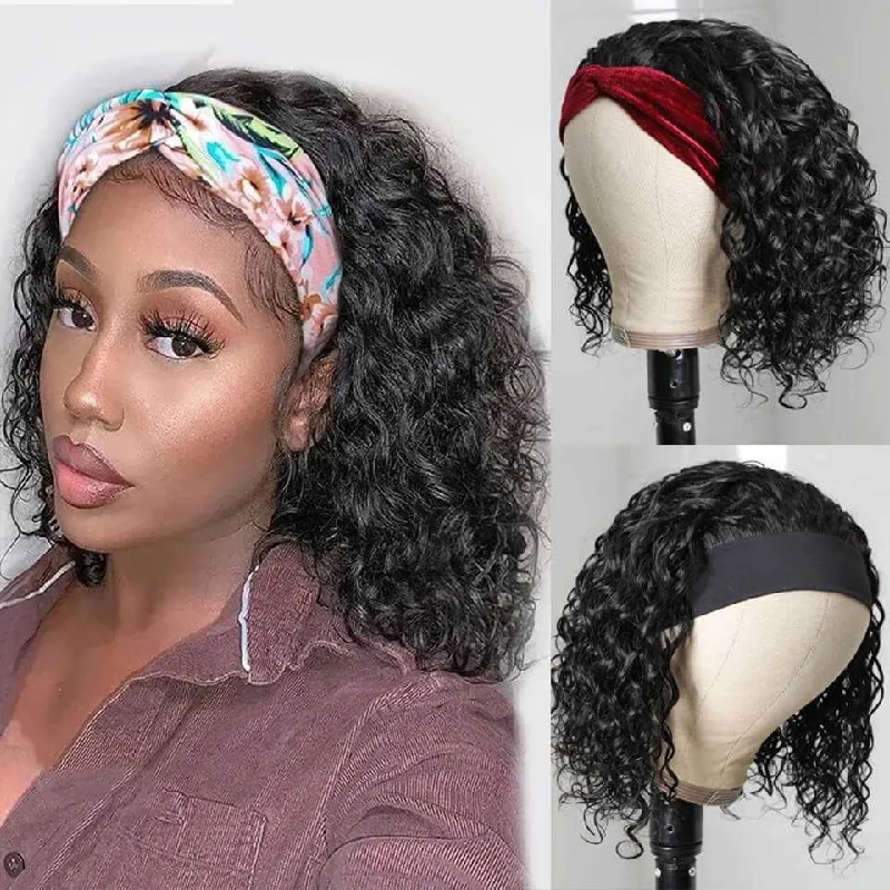 Headband Wig Human Hair Curly Bob Wig Sdamey Human Hair Wigs