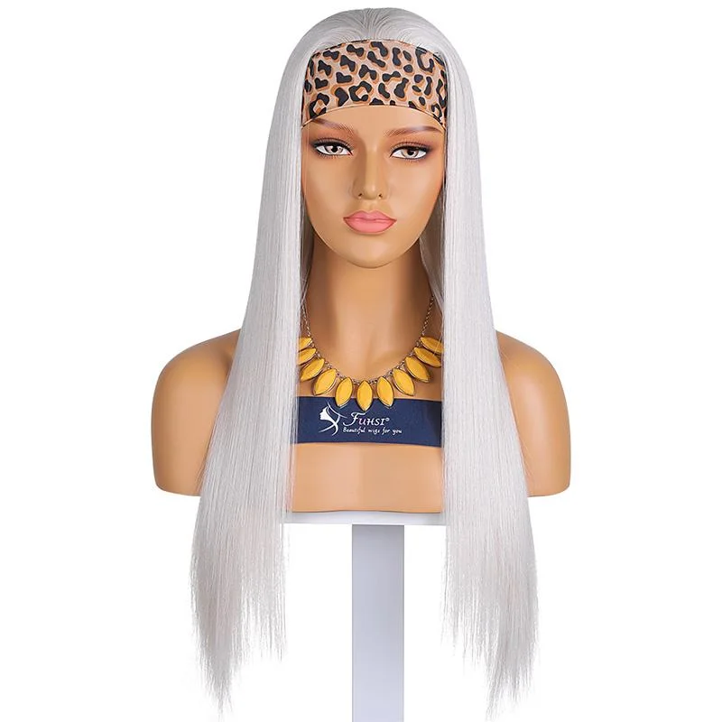 Headband Wig-60# Boho Style Sleek Straight Synthetic Hair 180% Density