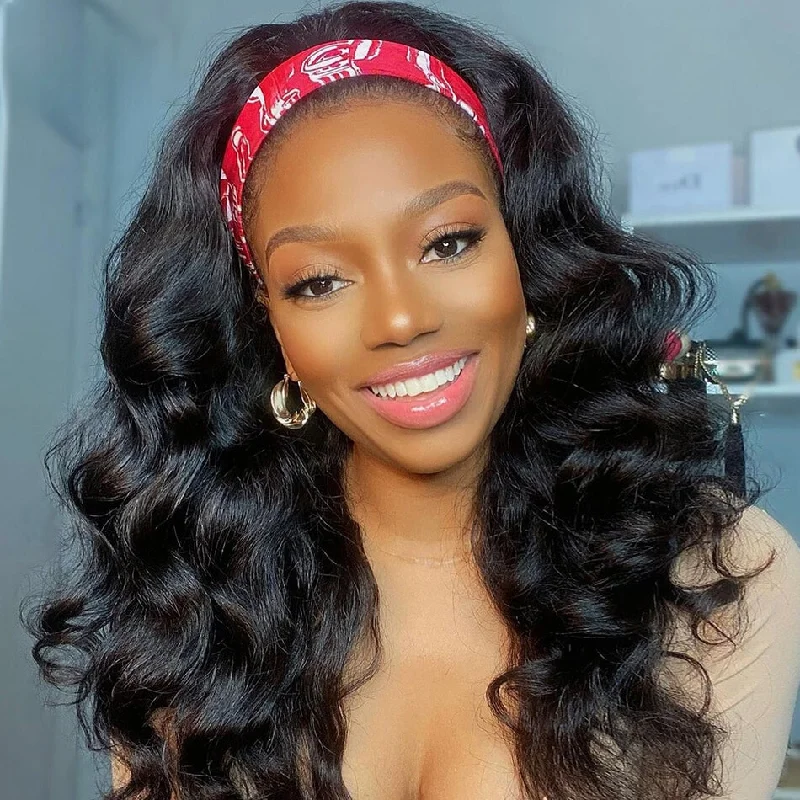 Sleek Body Wave Headband Wig - 150% Density Brazilian Human Hair, Glueless & Natural Color