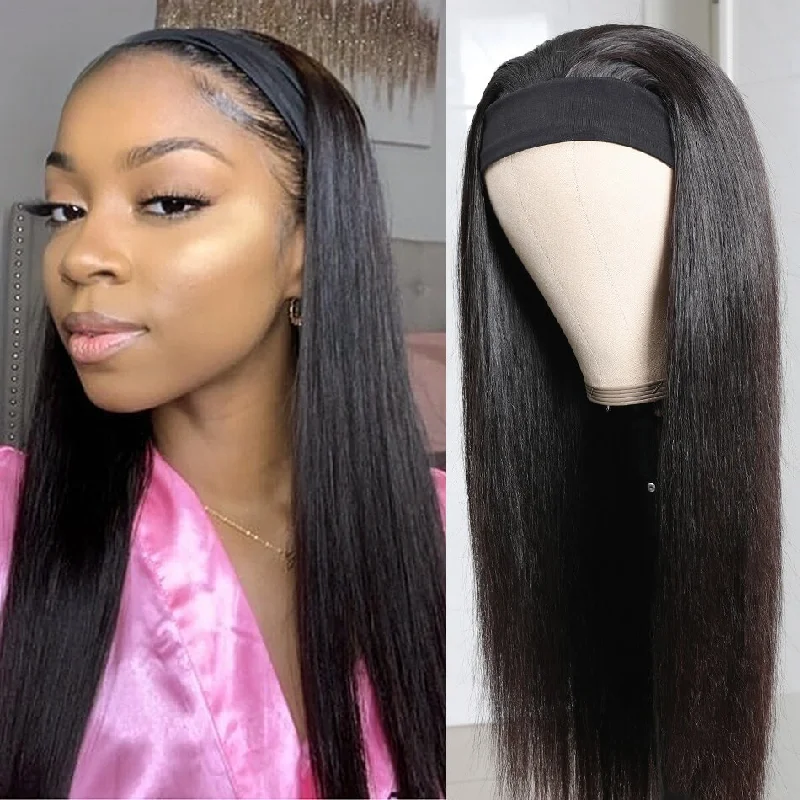 Simply Stylish: Straight Human Hair Headband Wigs – Effortless, Glueless Fit!