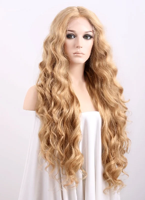 Wavy Golden Blonde Lace Front Synthetic Wig LF244