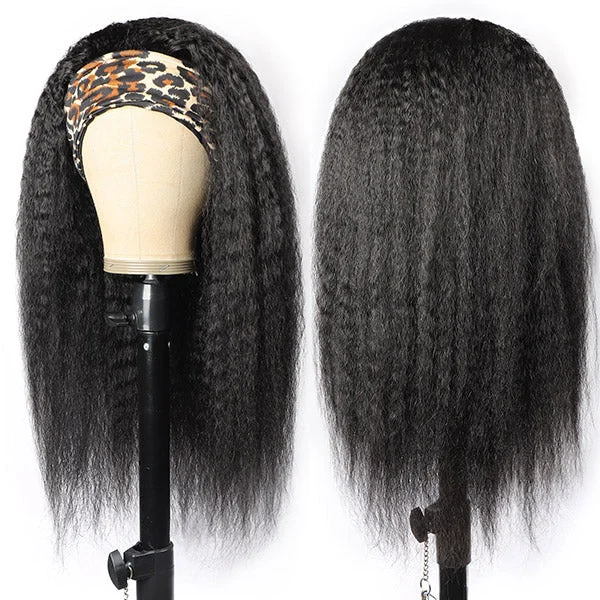 Yaki Straight Human Hair Headband Wigs Glueless Wigs