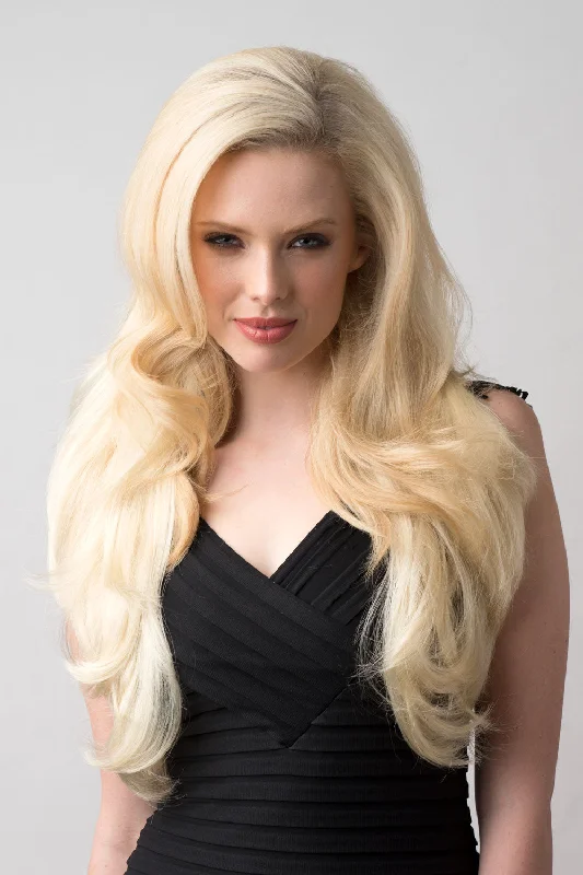 Long blonde half wig hairpiece (3/4 wig) loose curls: Frankii