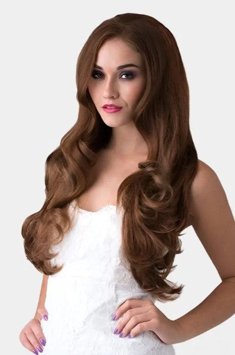 Auburn half wig hairpiece, long and wavy: Lyndsey