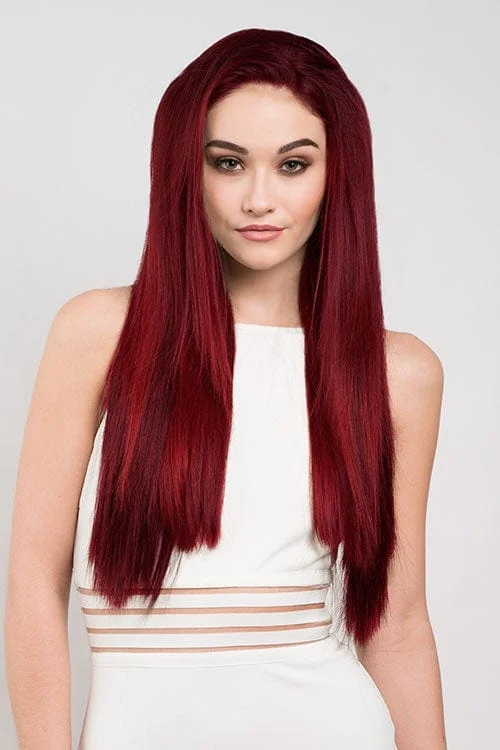 Straight red half wig hairpiece: Dawn