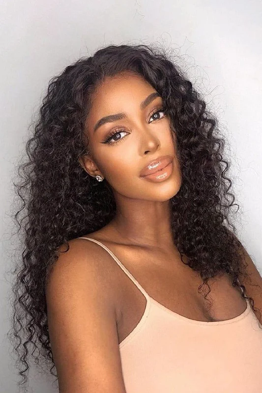 Beautiful Curly U Part Wig Human Hair Natural Look Wig Style UP04