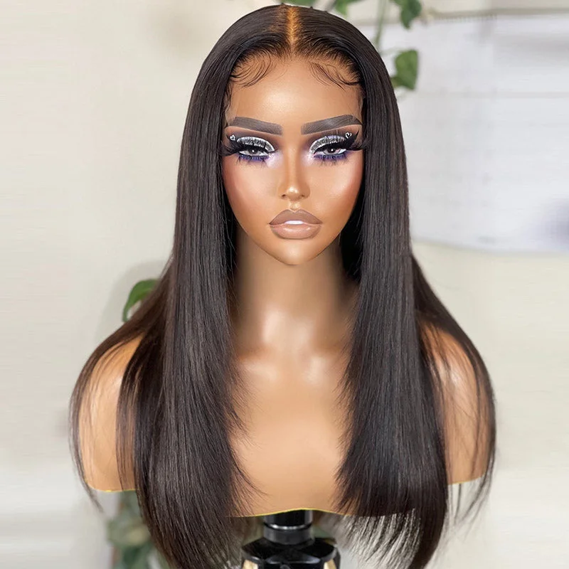 Beeos Layered Straight 13X4 Full Frontal Closure SKINLIKE Real HD Lace Glueless Wig BL147