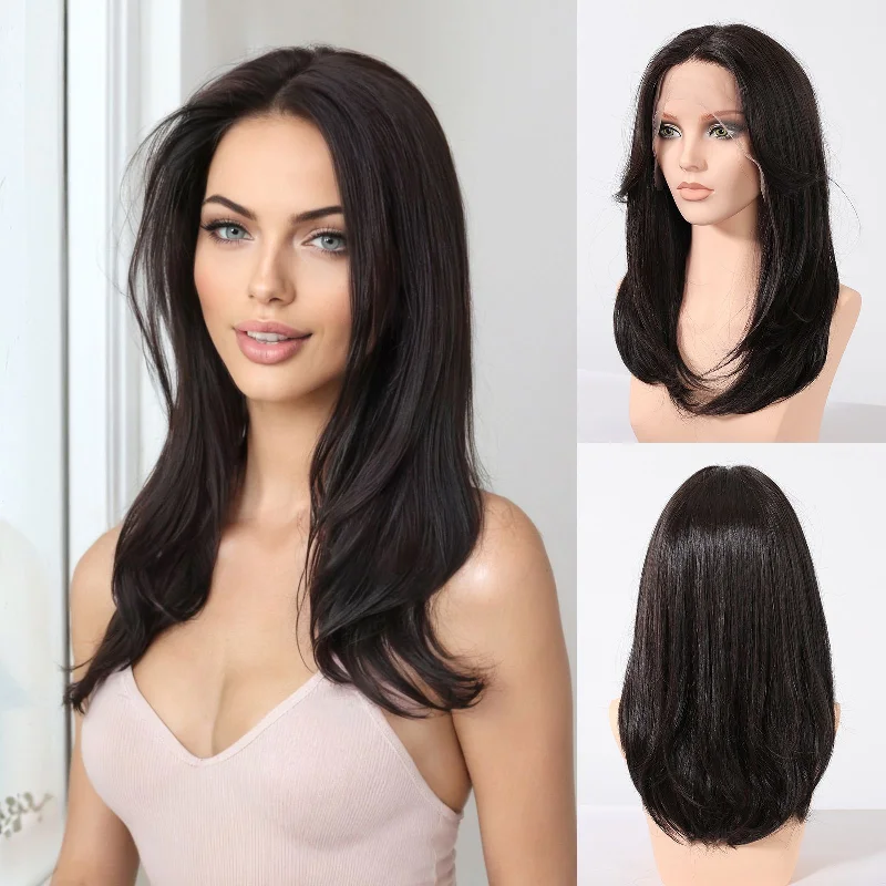 Cherry Black 13x6 Lace Part Synthetic Haircube Layered Cut Wig