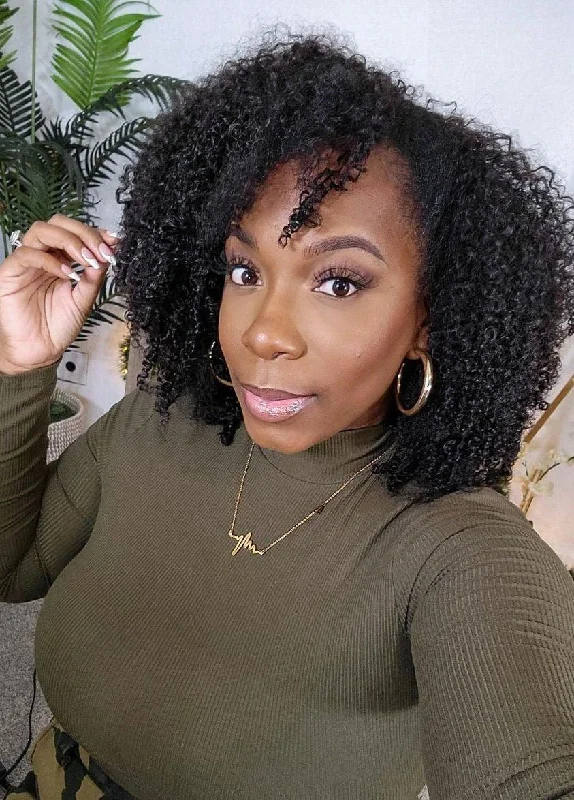 Kinky Curly(3C-4A) Glueless U Part Wig Indian Virgin Human Hair [UP04]