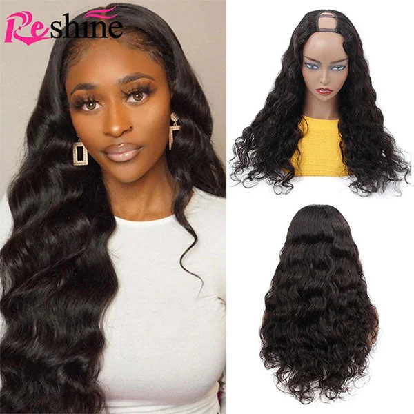 Reshine Hair Loose Deep Wave U Part Wig 100% Human Hair Wigs For Black Women None Lace Wigs